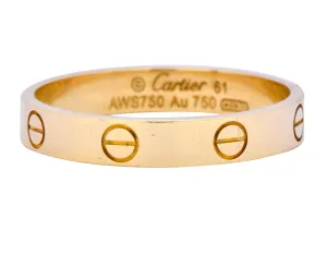 Cartier Love 18 Karat Gold Unisex Band Ring