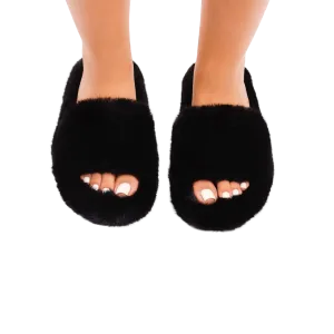 Casey furry slippers (Black)