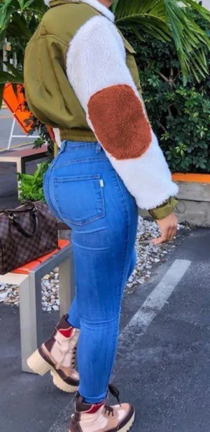 Cashmere Babe Green Bomber Fur Jacket