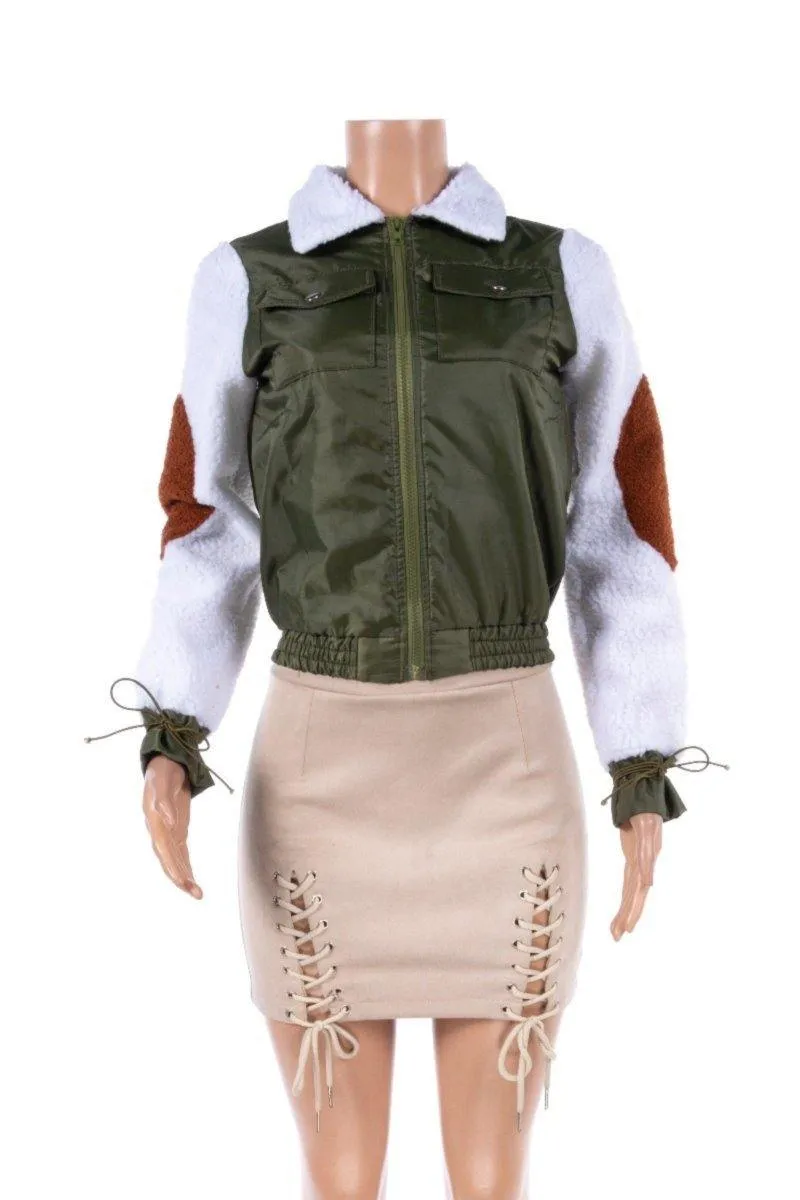 Cashmere Babe Green Bomber Fur Jacket