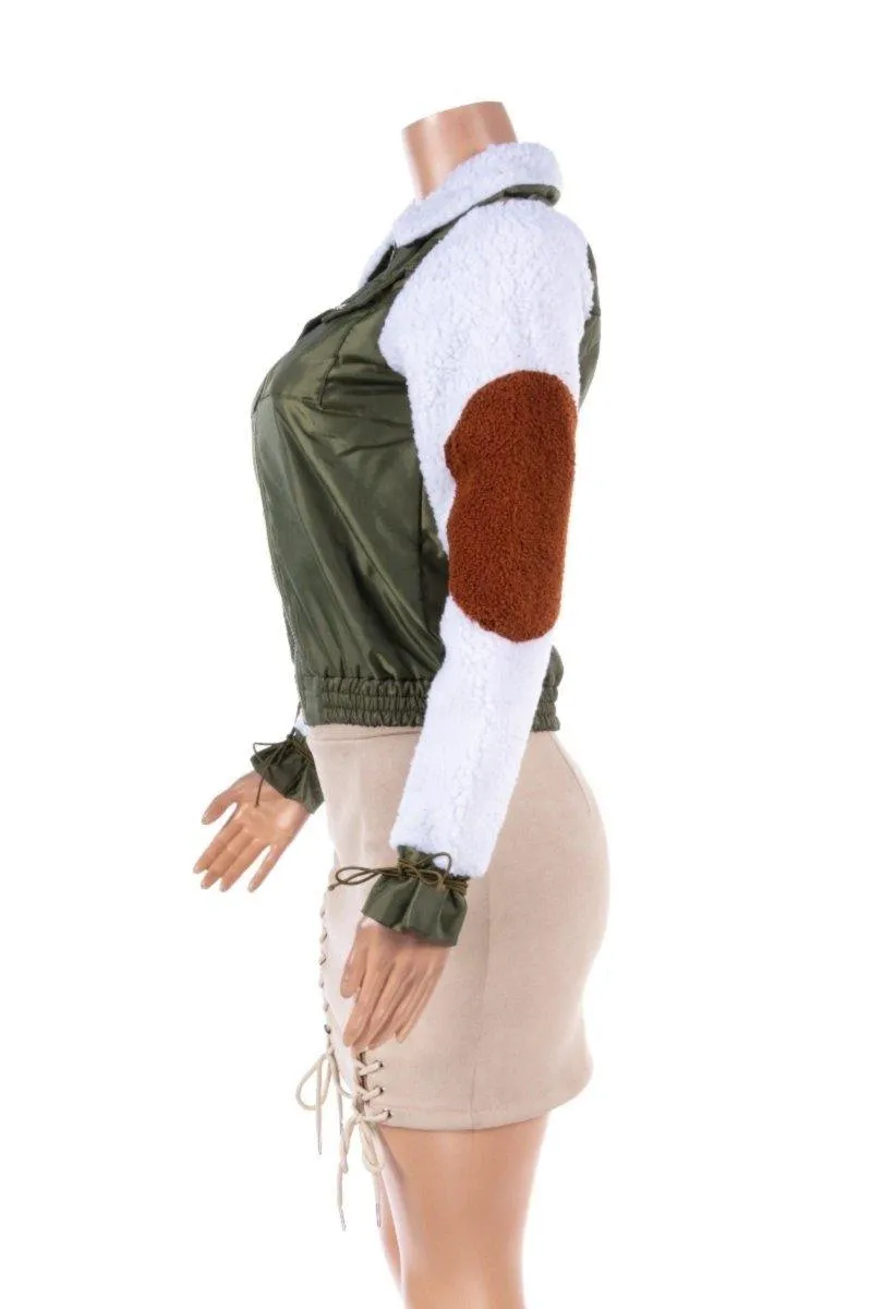 Cashmere Babe Green Bomber Fur Jacket