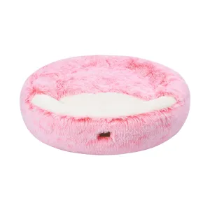 Charlie's Snookie Hooded Faux Fur Calming Dog Bed Ombre Pink Small