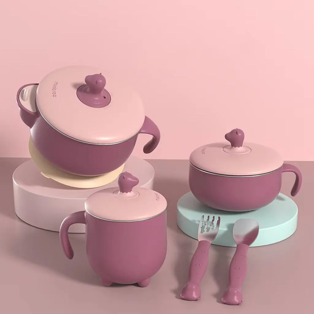 Children's tableware five-piece stainless steel with food bowl