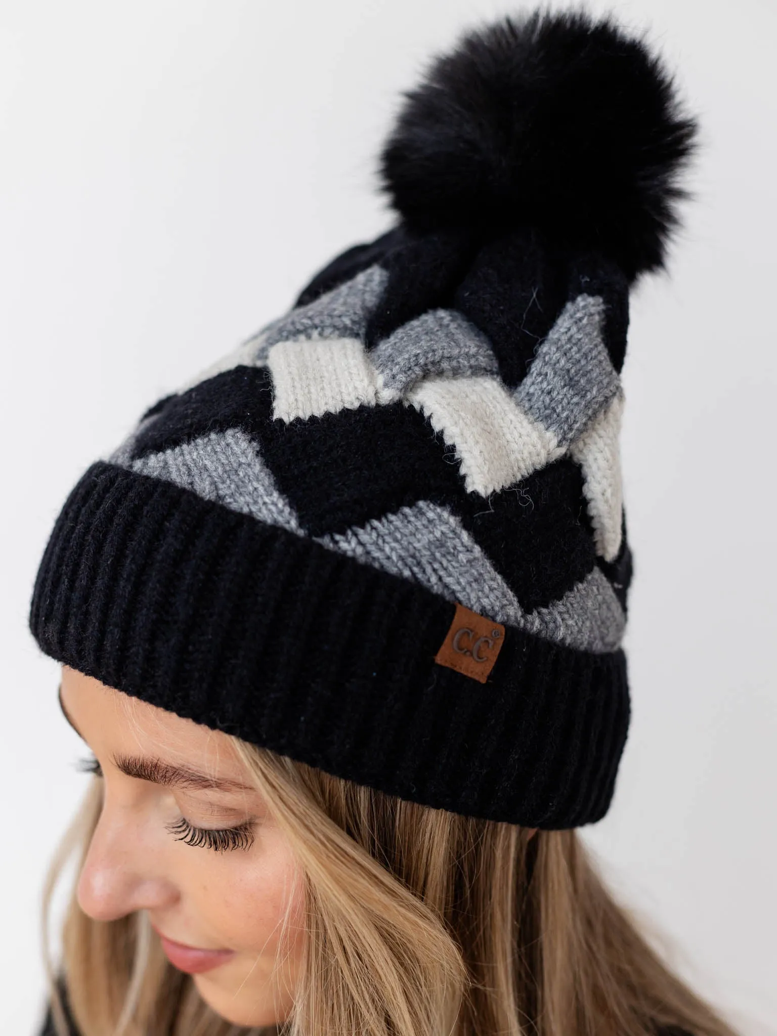 Chunky Weaved Faux Fur Beanie