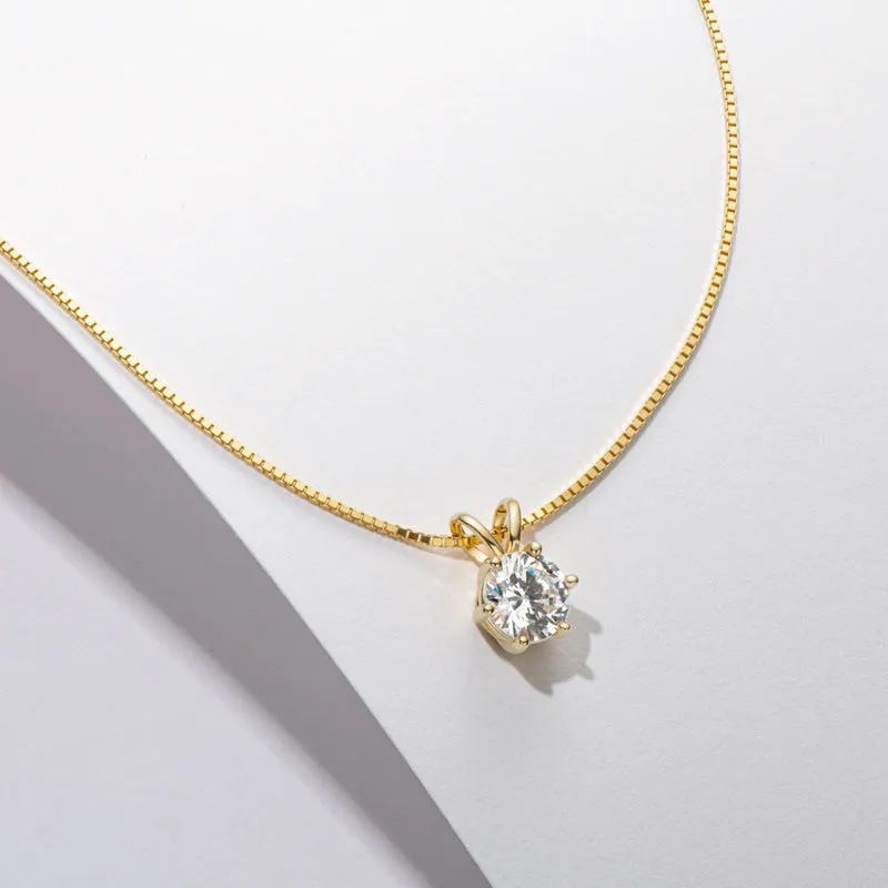 Classic Brilliant Round Moissanite Pendant Necklace