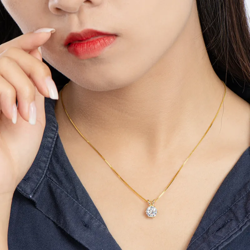 Classic Brilliant Round Moissanite Pendant Necklace
