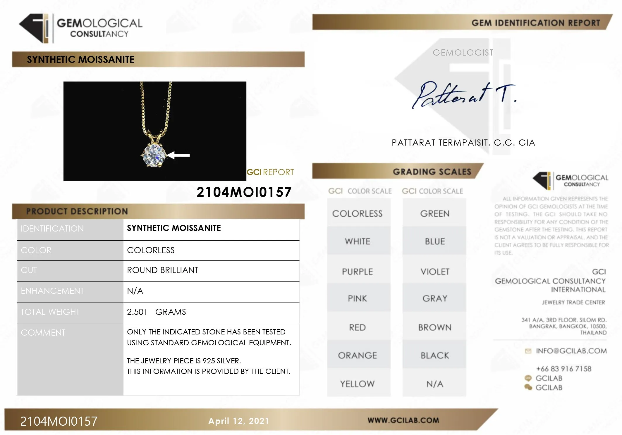 Classic Brilliant Round Moissanite Pendant Necklace