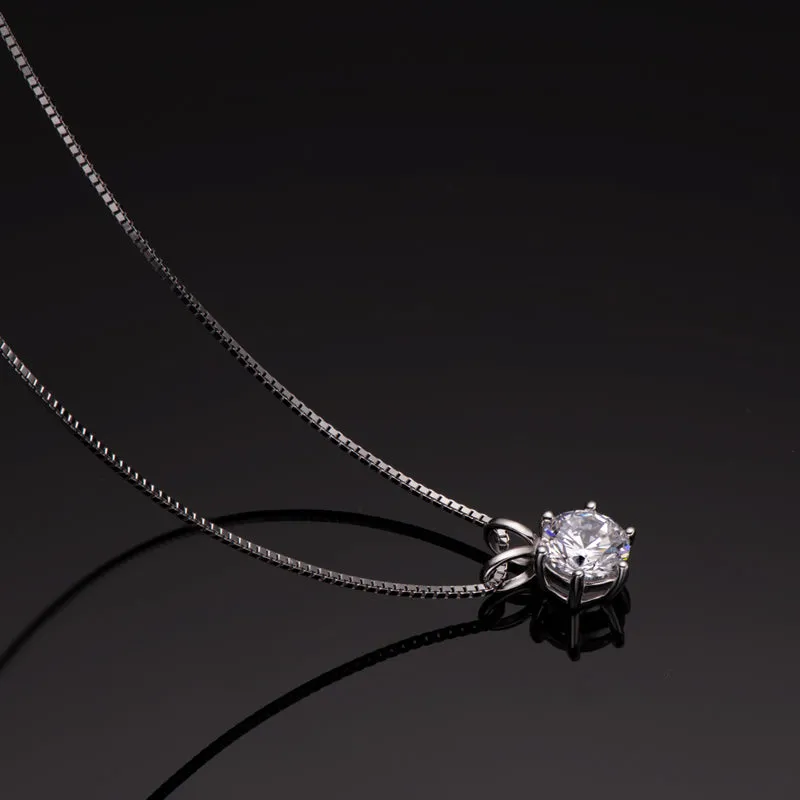 Classic Brilliant Round Moissanite Pendant Necklace