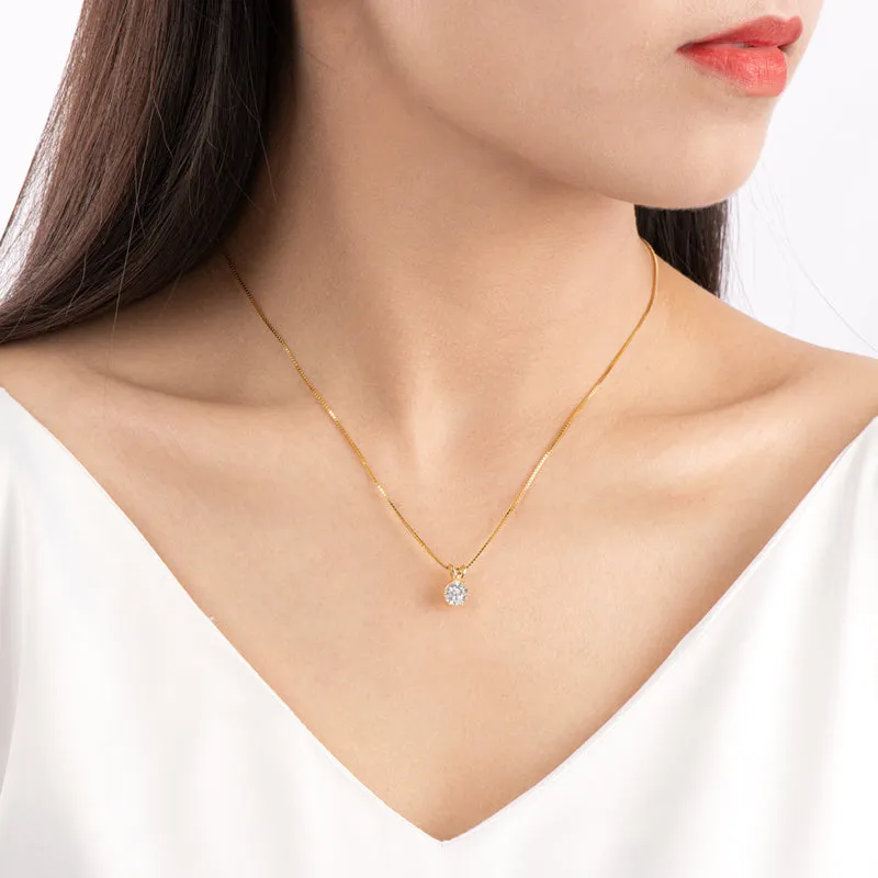 Classic Brilliant Round Moissanite Pendant Necklace