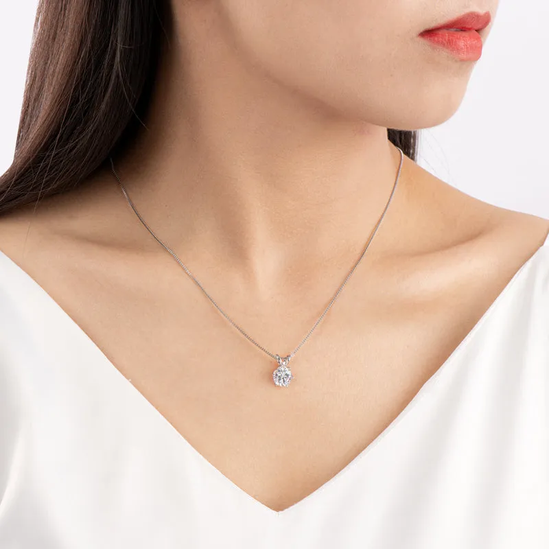 Classic Brilliant Round Moissanite Pendant Necklace