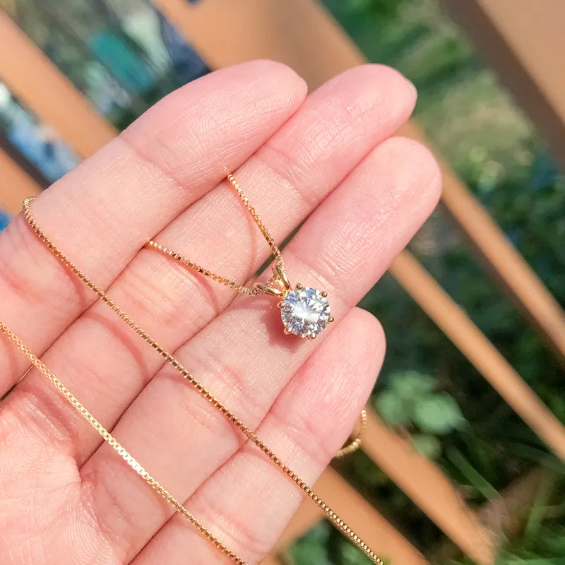 Classic Brilliant Round Moissanite Pendant Necklace