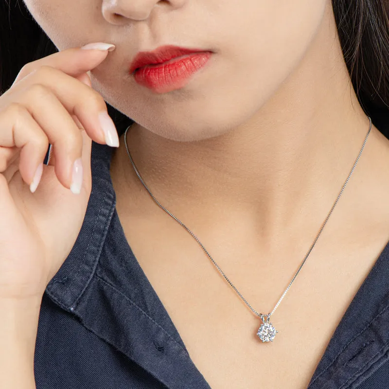 Classic Brilliant Round Moissanite Pendant Necklace