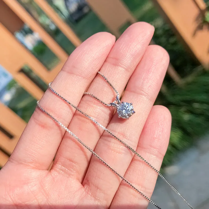 Classic Brilliant Round Moissanite Pendant Necklace