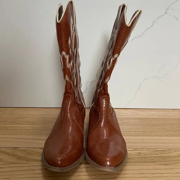 Coconuts By Matisse Amarillo Western Boots Cognac Snake Size 7.5 NEW