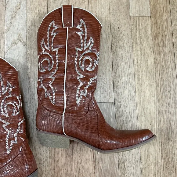 Coconuts By Matisse Amarillo Western Boots Cognac Snake Size 7.5 NEW