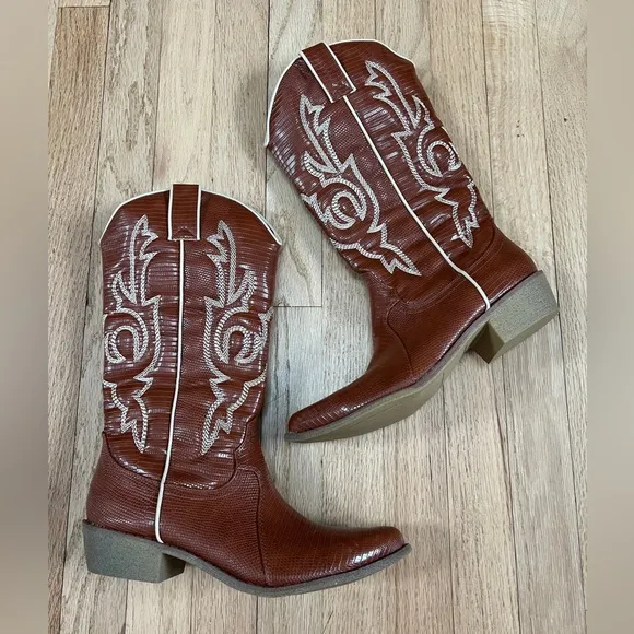 Coconuts By Matisse Amarillo Western Boots Cognac Snake Size 7.5 NEW