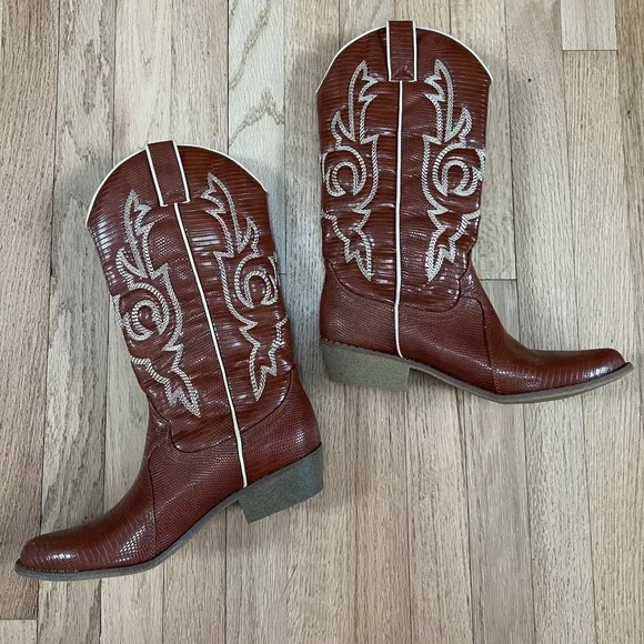 Coconuts By Matisse Amarillo Western Boots Cognac Snake Size 7.5 NEW