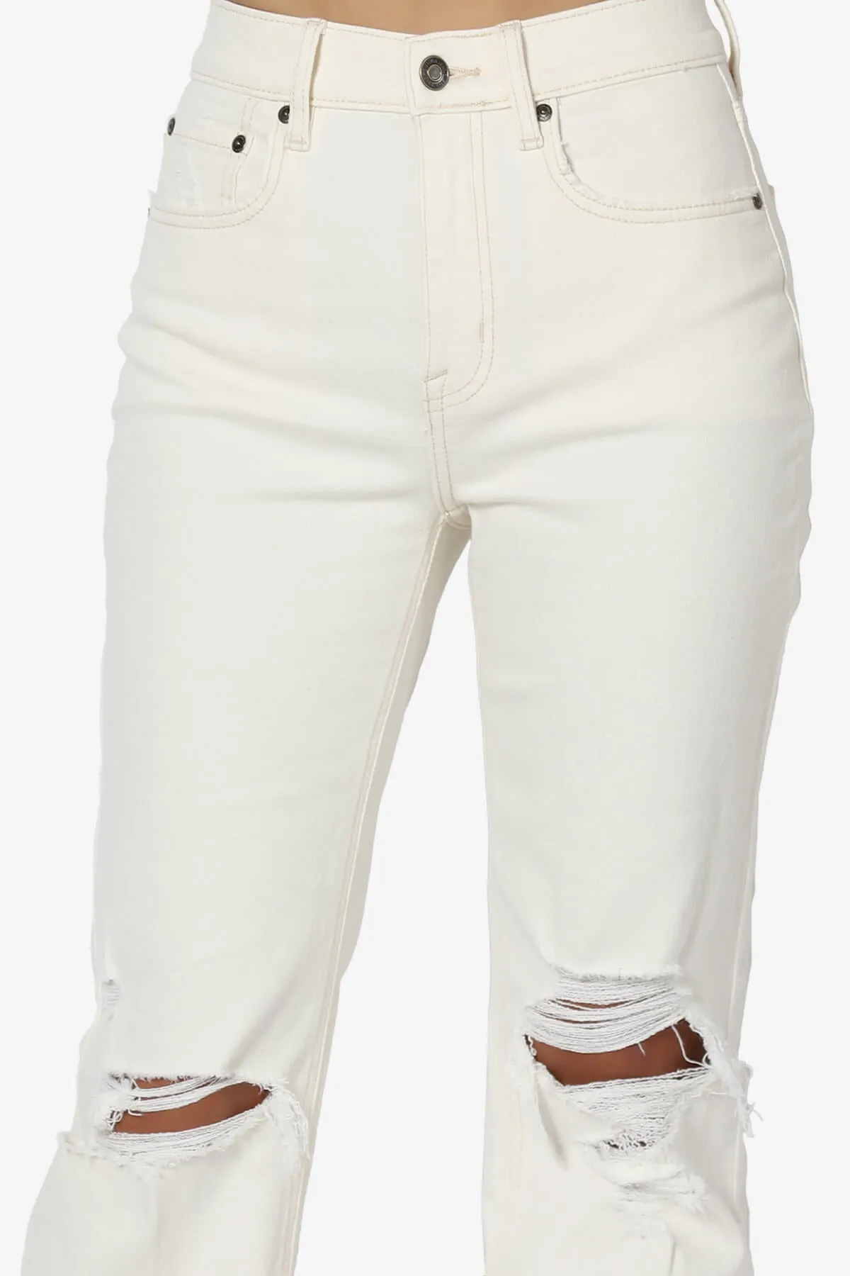 Codi Super High Rise Dad Boyfriend Jeans in Ivory