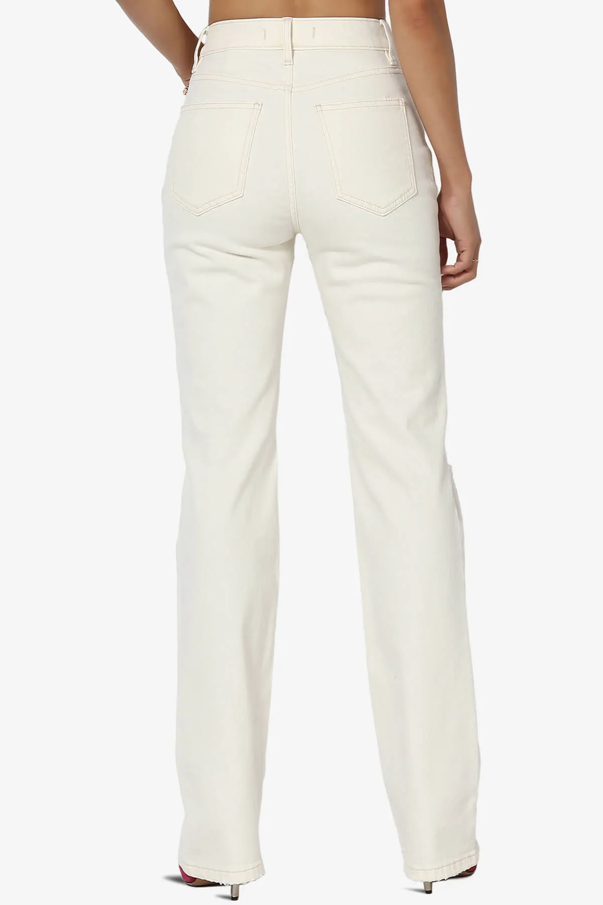 Codi Super High Rise Dad Boyfriend Jeans in Ivory