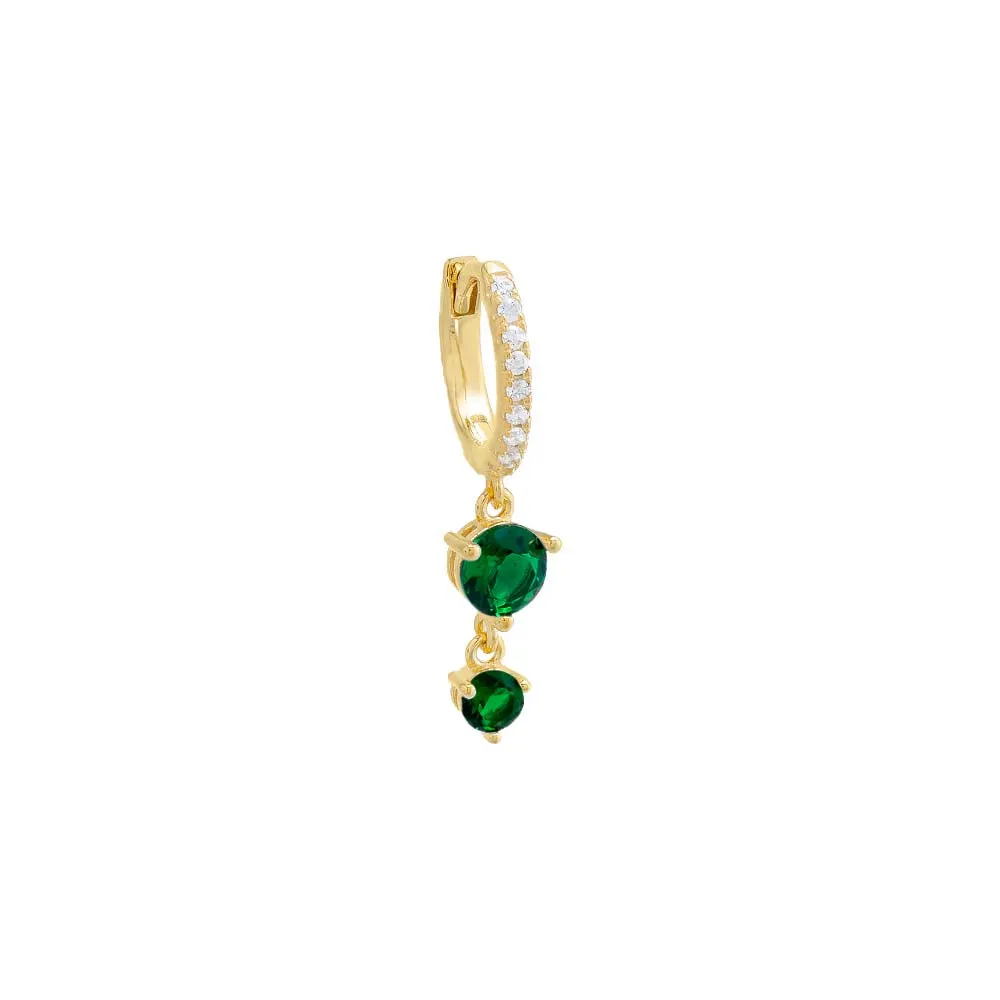 Colored Double Solitaire Drop Huggie Earring