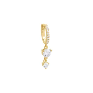 Colored Double Solitaire Drop Huggie Earring