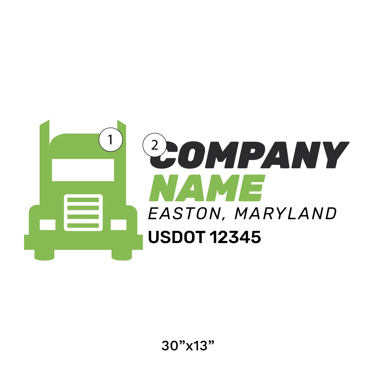 Company Name Truck Door Decal (USDOT), 2 Pack
