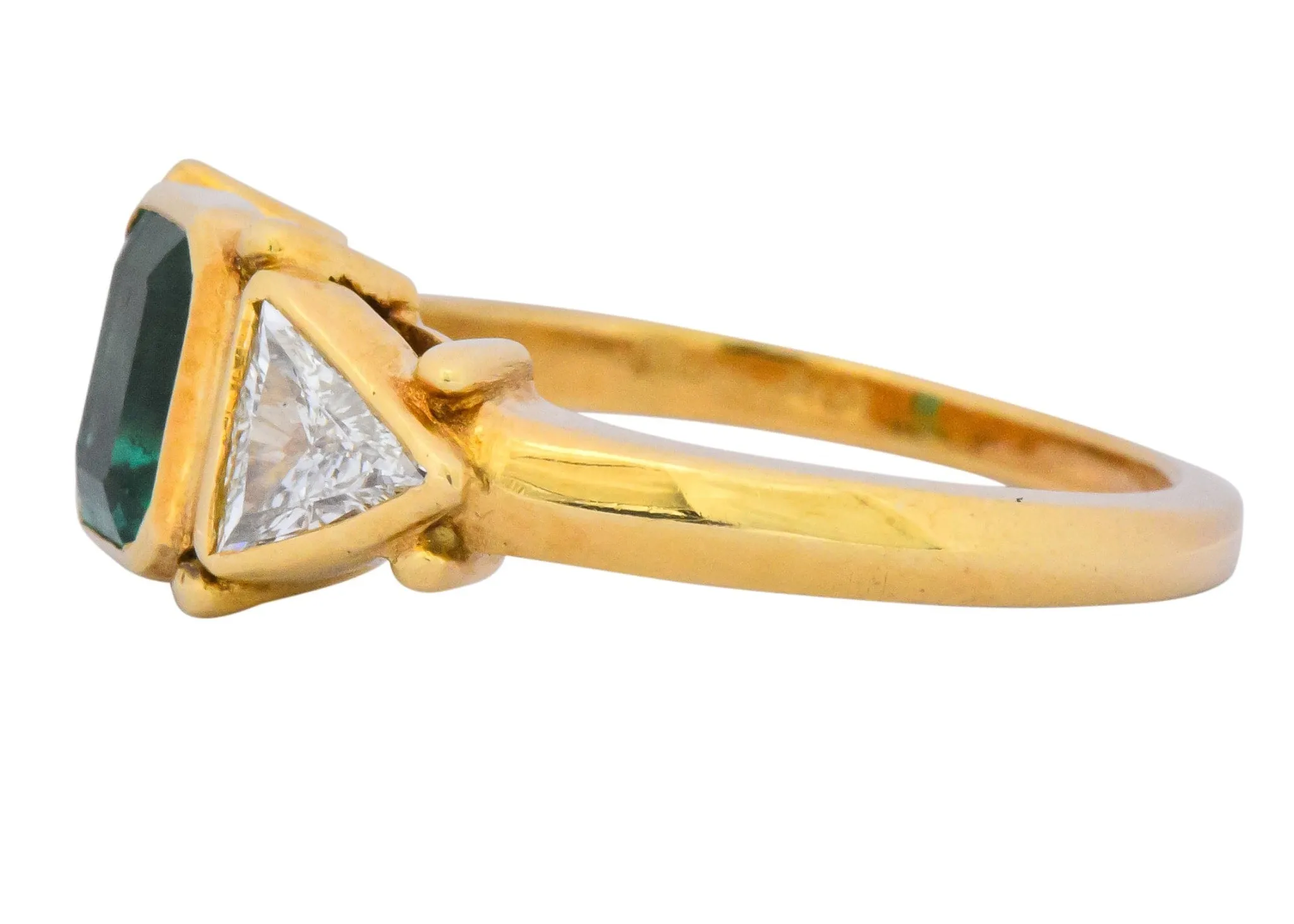 Contemporary 1.90 CTW Emerald Diamond 18 Karat Gold Ring