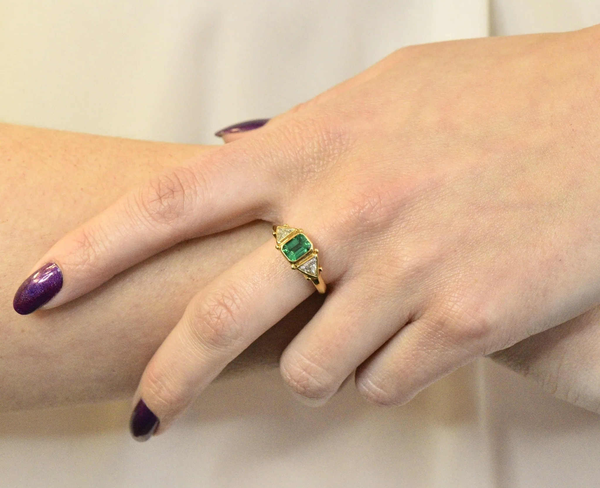 Contemporary 1.90 CTW Emerald Diamond 18 Karat Gold Ring