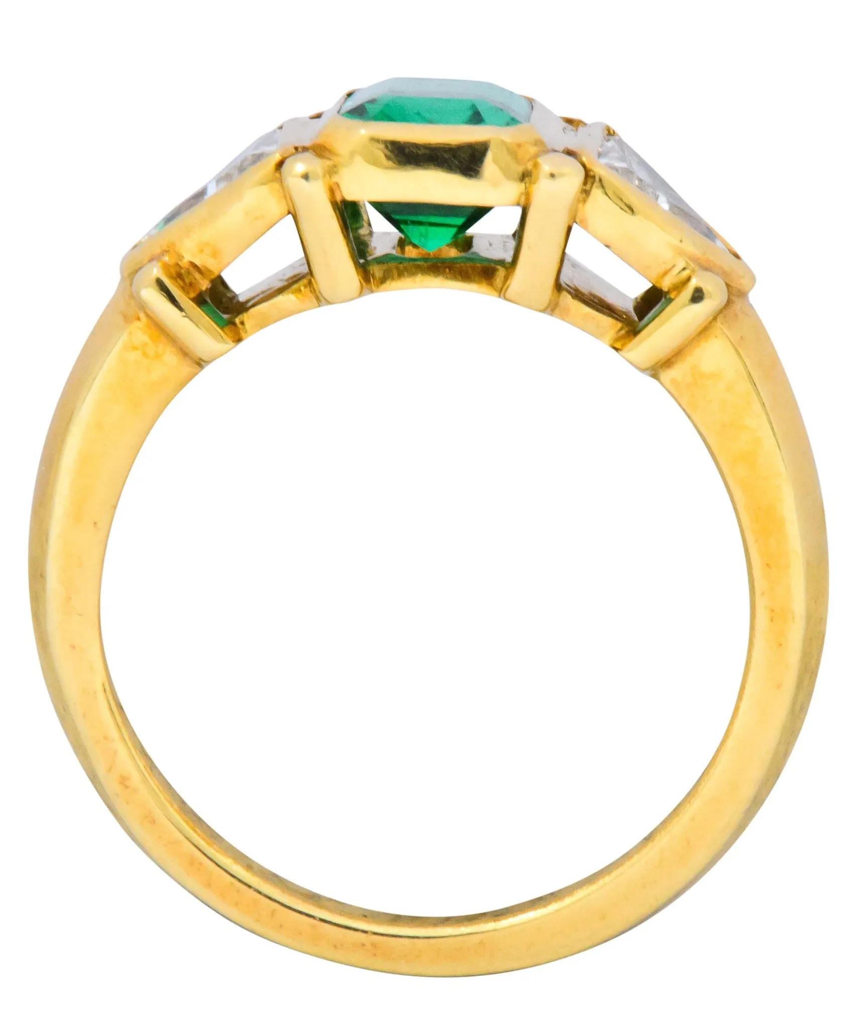 Contemporary 1.90 CTW Emerald Diamond 18 Karat Gold Ring