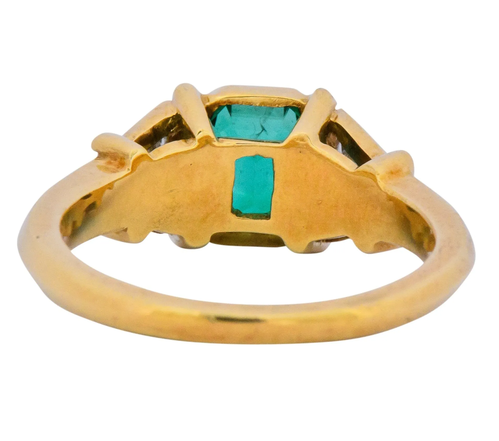 Contemporary 1.90 CTW Emerald Diamond 18 Karat Gold Ring