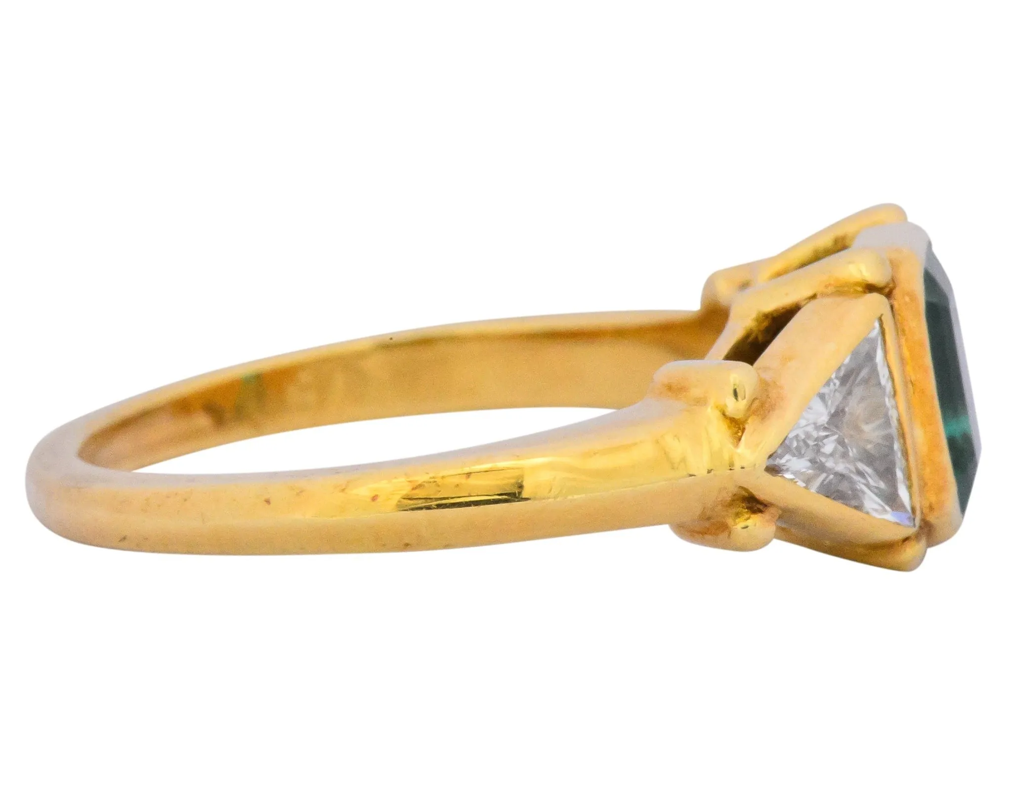 Contemporary 1.90 CTW Emerald Diamond 18 Karat Gold Ring