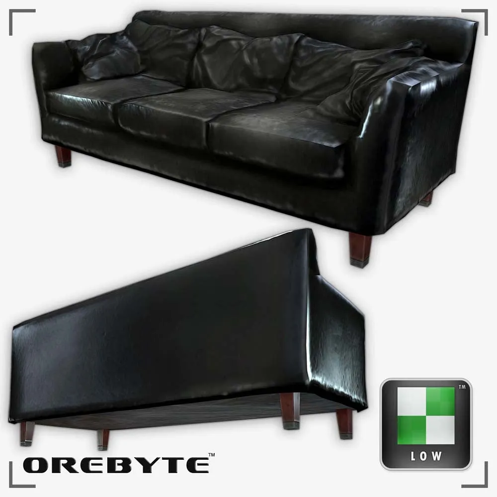 Couch Sofa Black 01