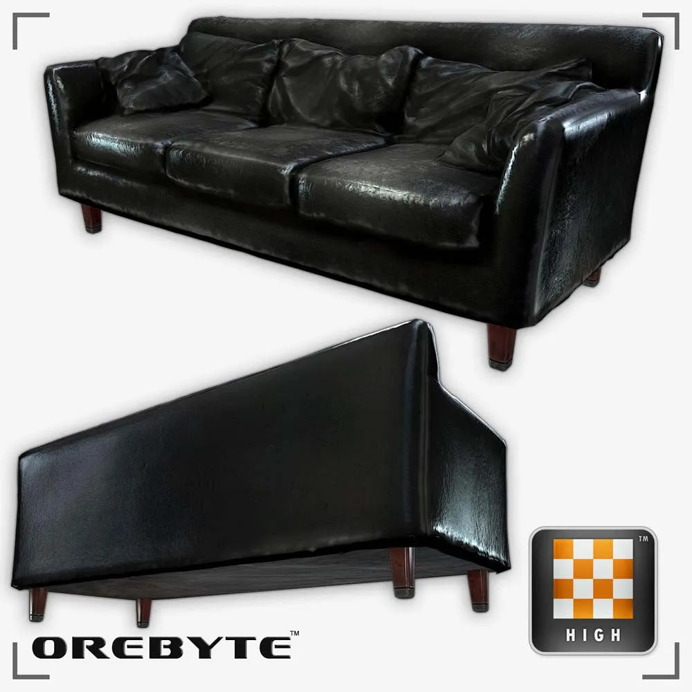 Couch Sofa Black 01