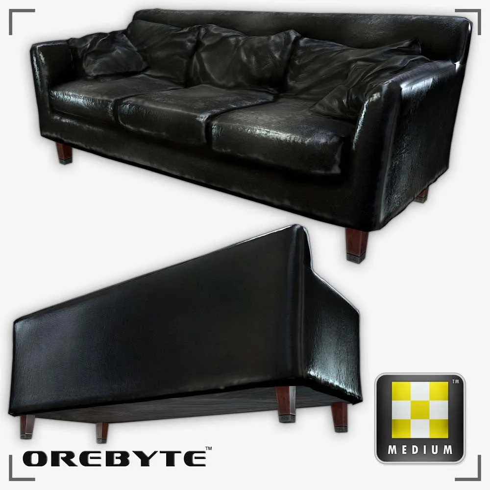 Couch Sofa Black 01