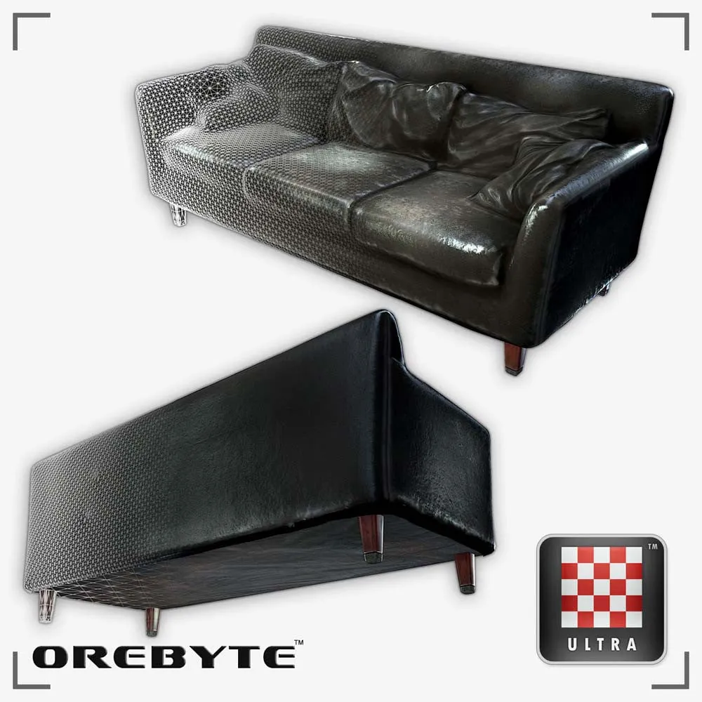 Couch Sofa Black 01