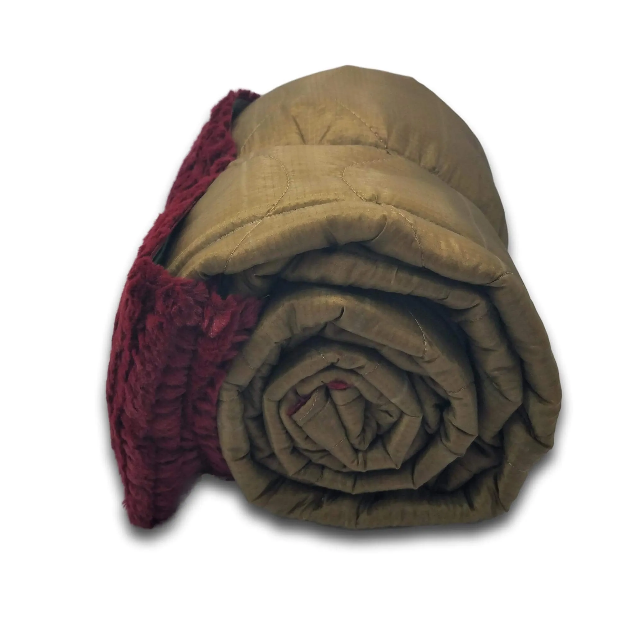 Coyote Camo Pattern FREEFLY Design Woobie Weighted Blanket with Merlot Fur