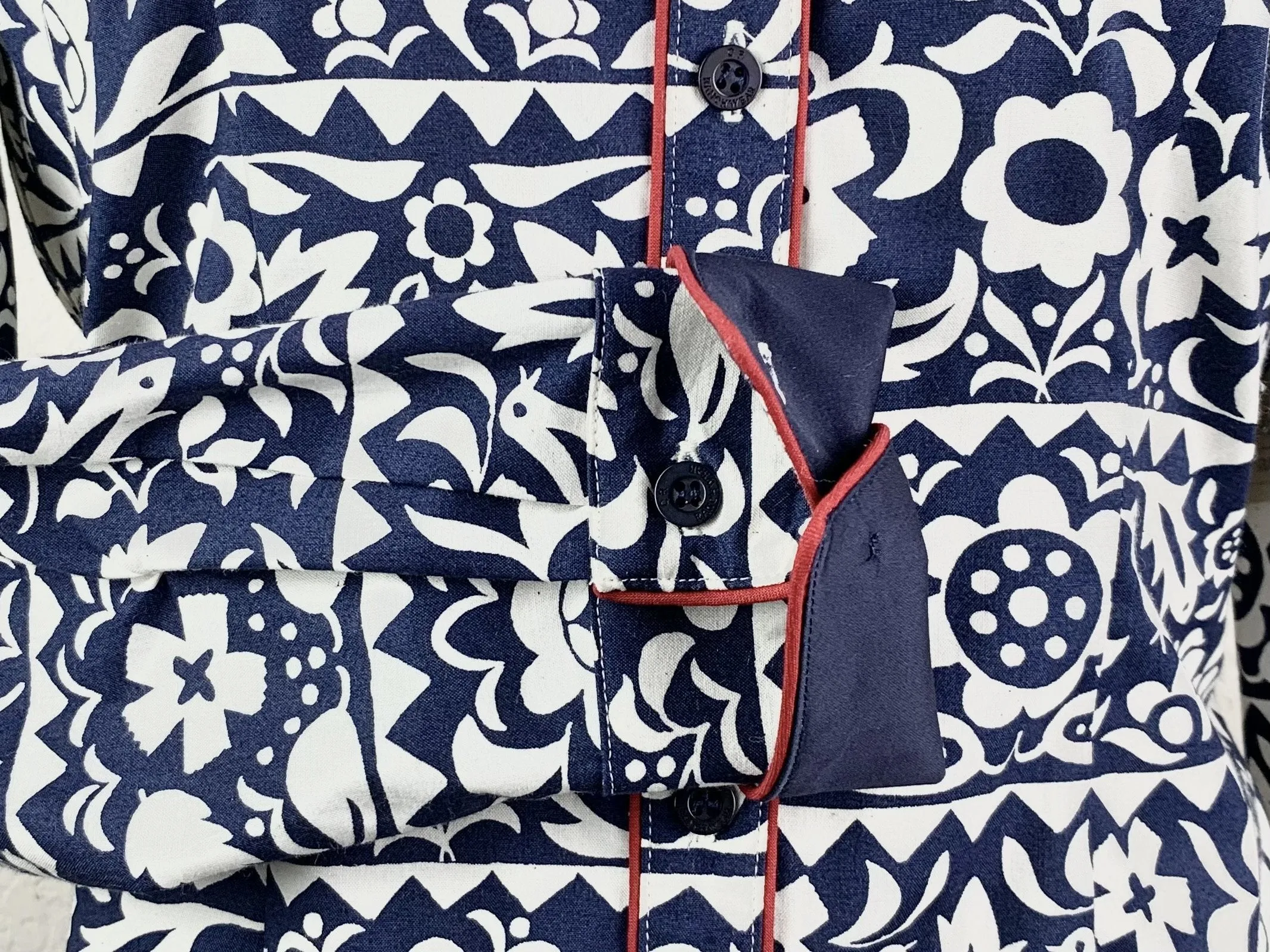 CR Western Pro Navy Papel Picado with Red Piping- FINAL SALE