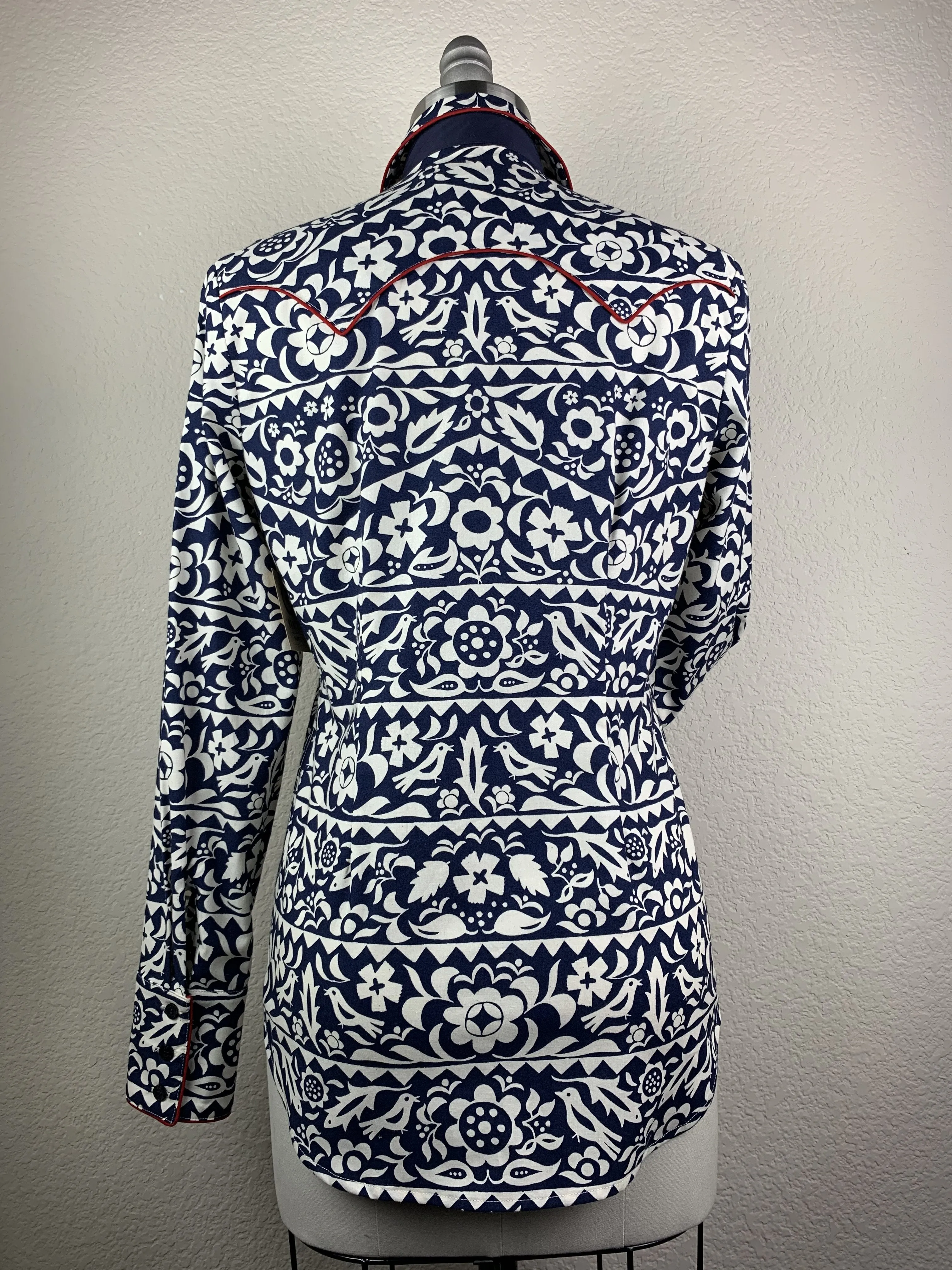 CR Western Pro Navy Papel Picado with Red Piping- FINAL SALE