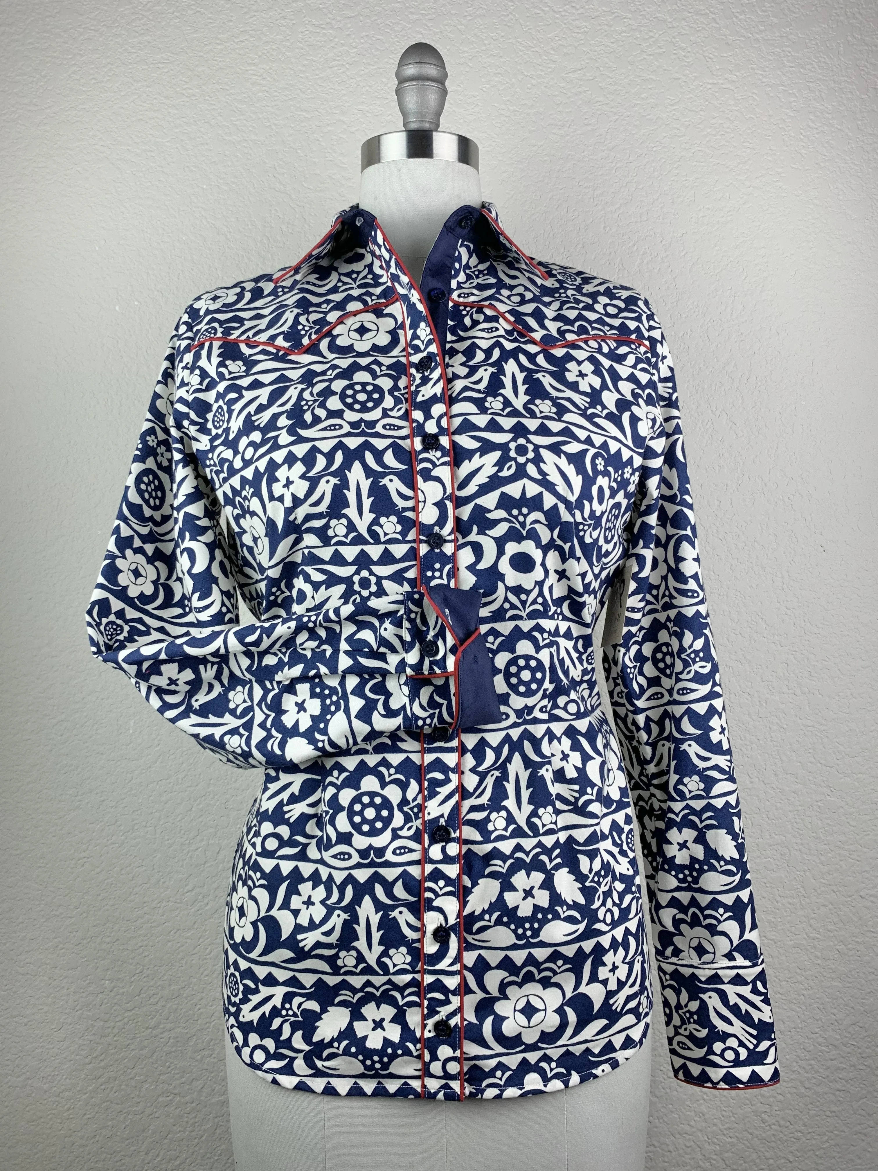 CR Western Pro Navy Papel Picado with Red Piping- FINAL SALE