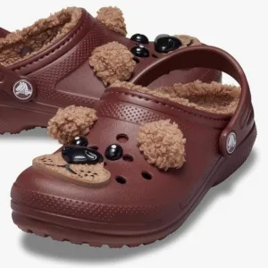 Crocs Toddler Lined Sandals - Classic Iam Brown Bear Clog K - Unisex - C5