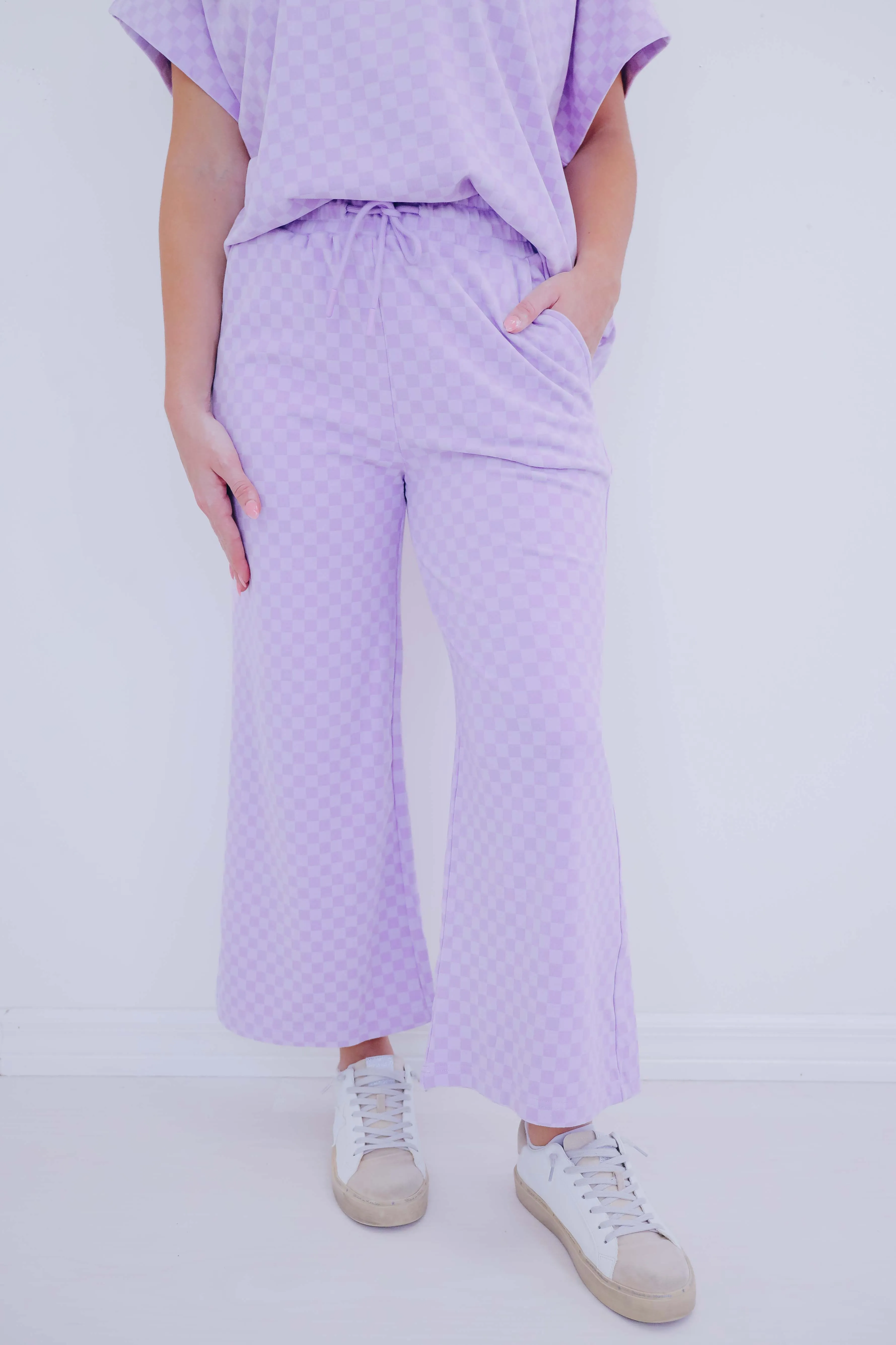 Cuddly Checkered Ankle Flare Pants - 5 Colors