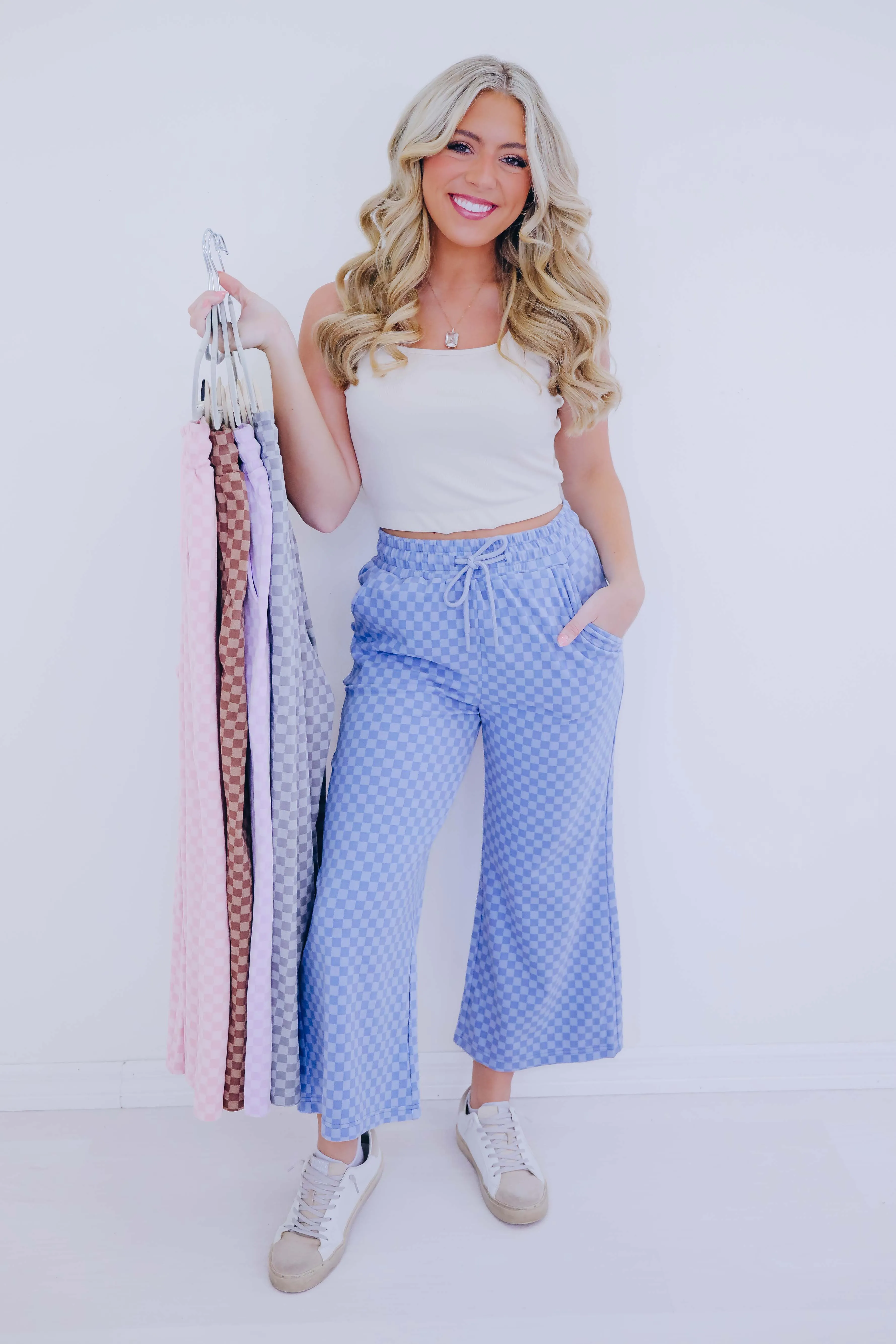 Cuddly Checkered Ankle Flare Pants - 5 Colors