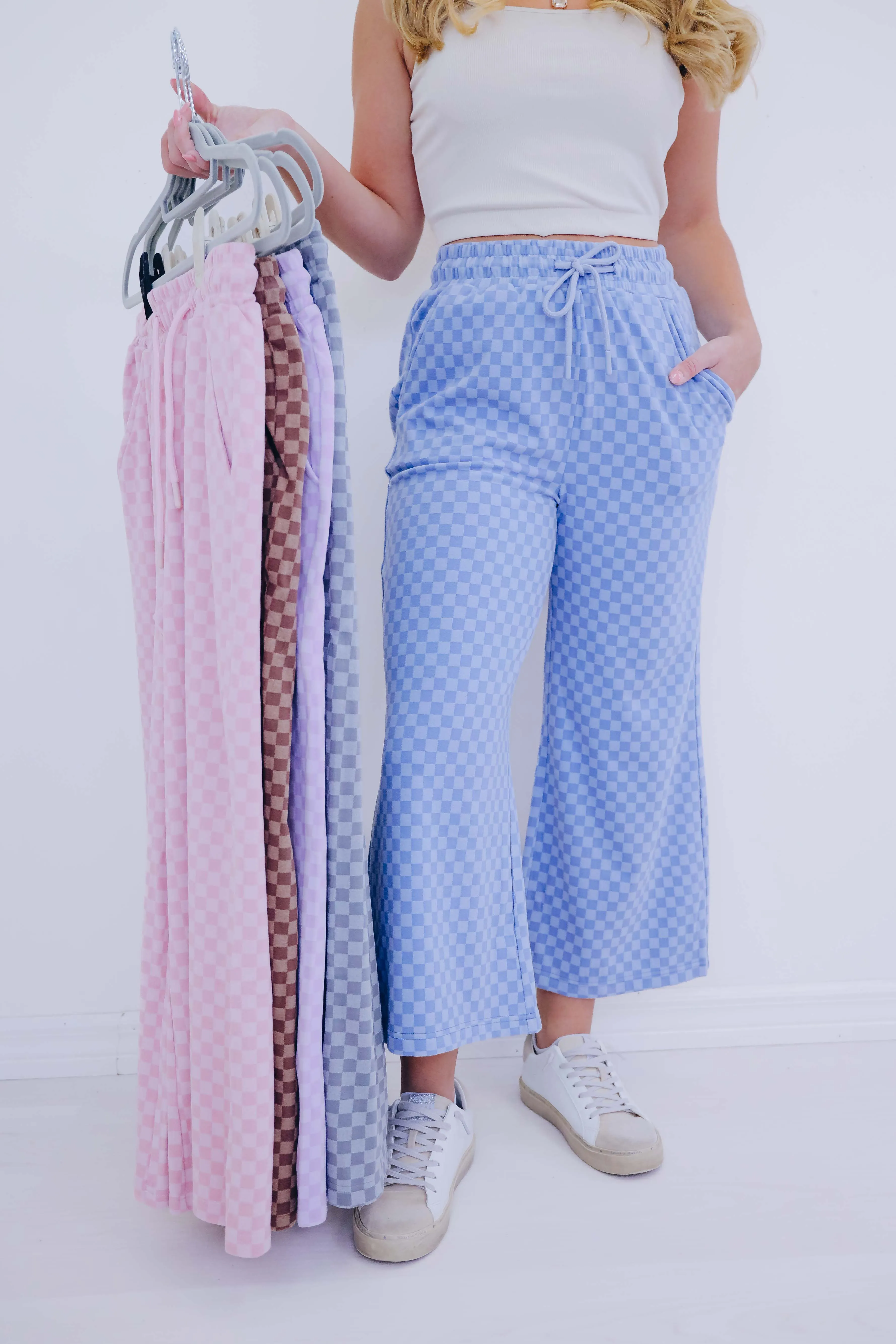 Cuddly Checkered Ankle Flare Pants - 5 Colors