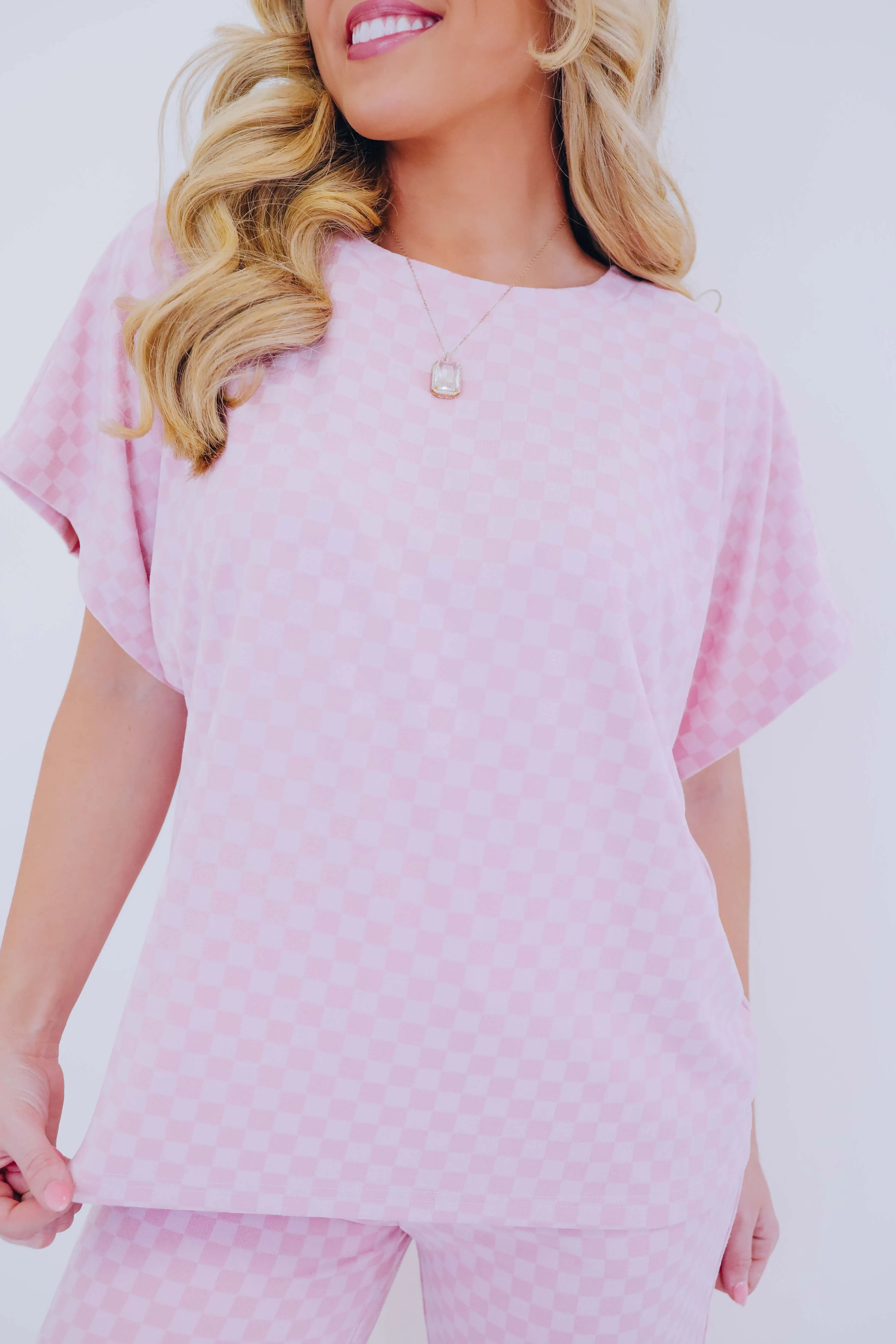 Cuddly Checkered Short Sleeve Top - 5 Colors