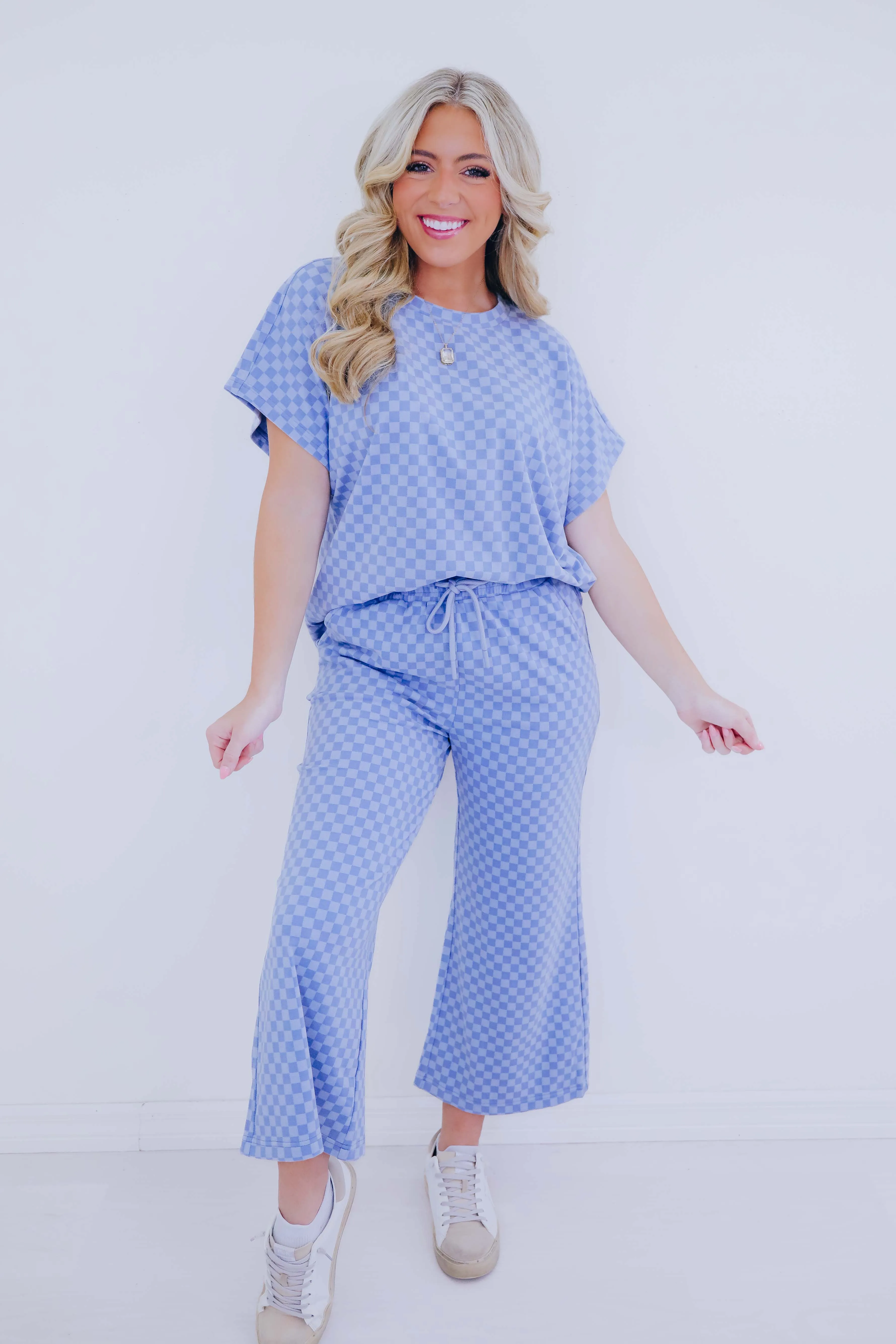 Cuddly Checkered Short Sleeve Top - 5 Colors