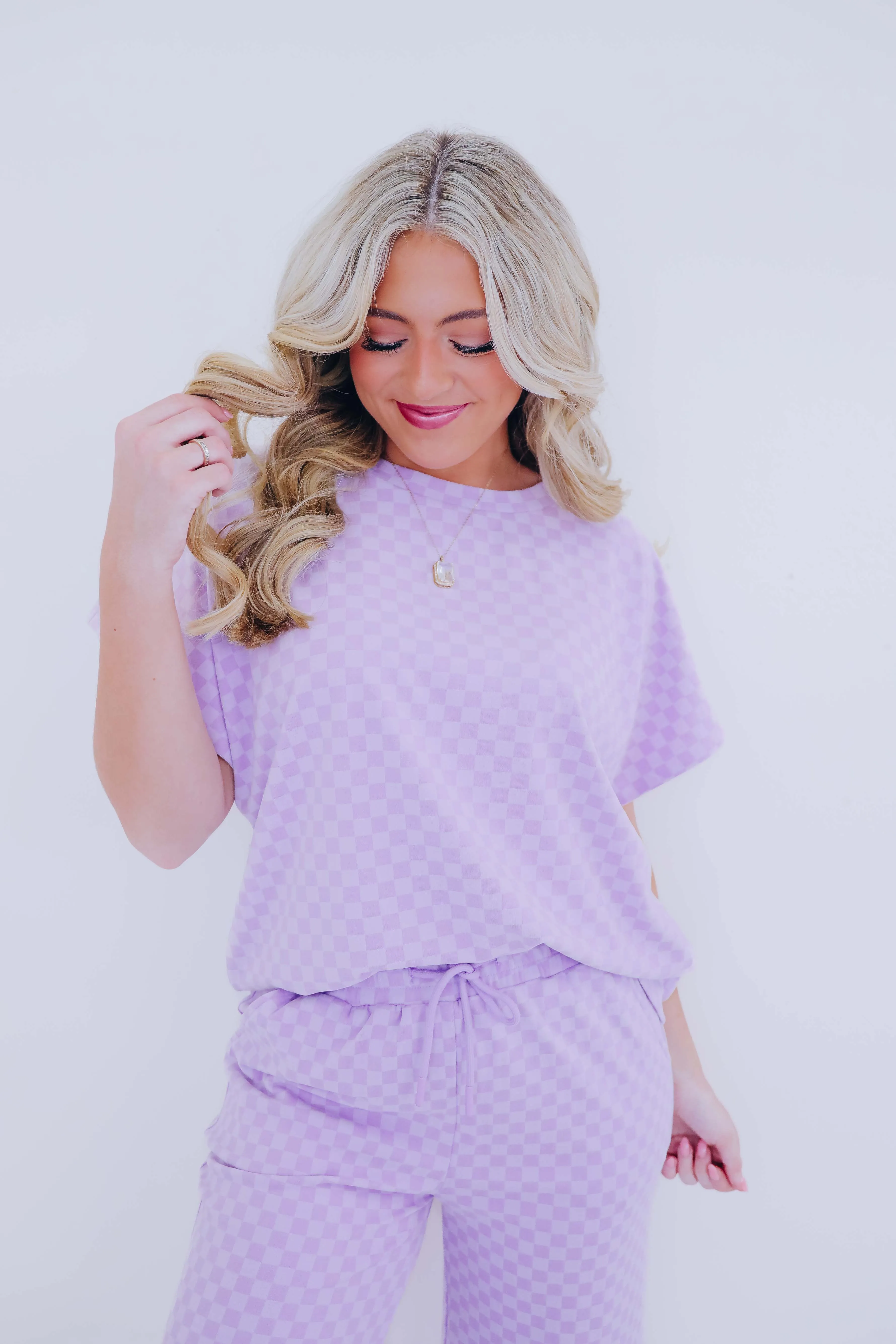 Cuddly Checkered Short Sleeve Top - 5 Colors