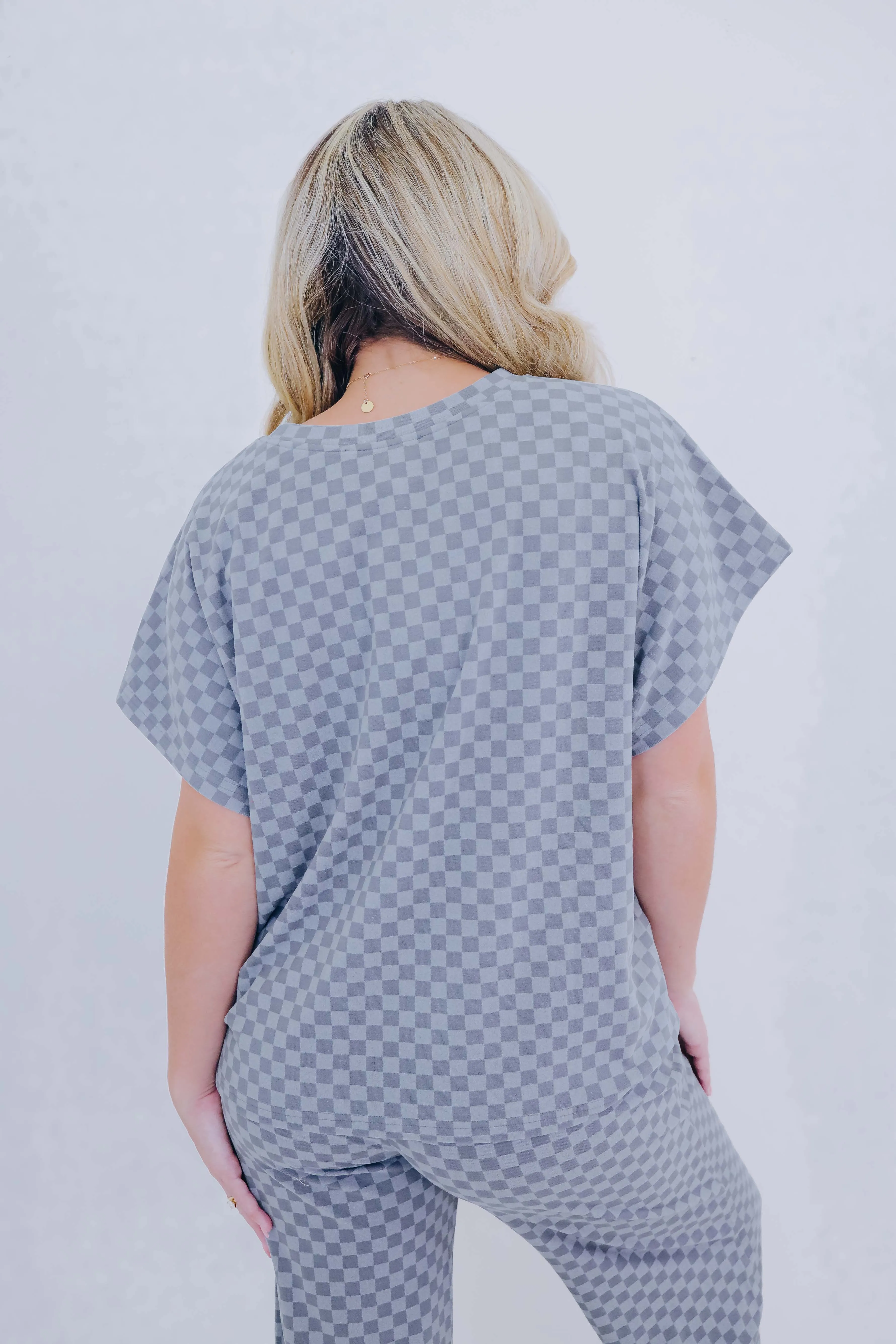 Cuddly Checkered Short Sleeve Top - 5 Colors
