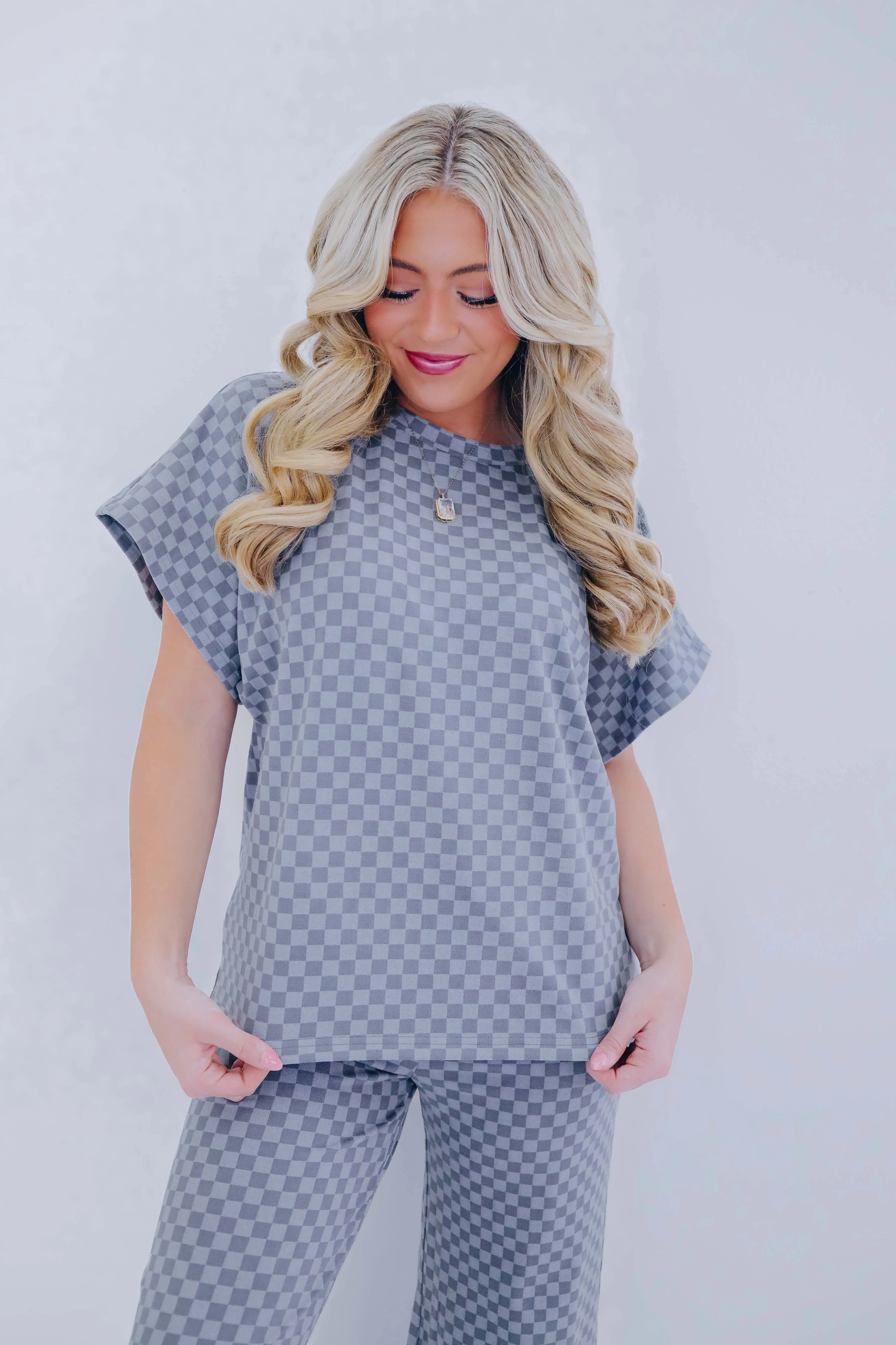 Cuddly Checkered Short Sleeve Top - 5 Colors