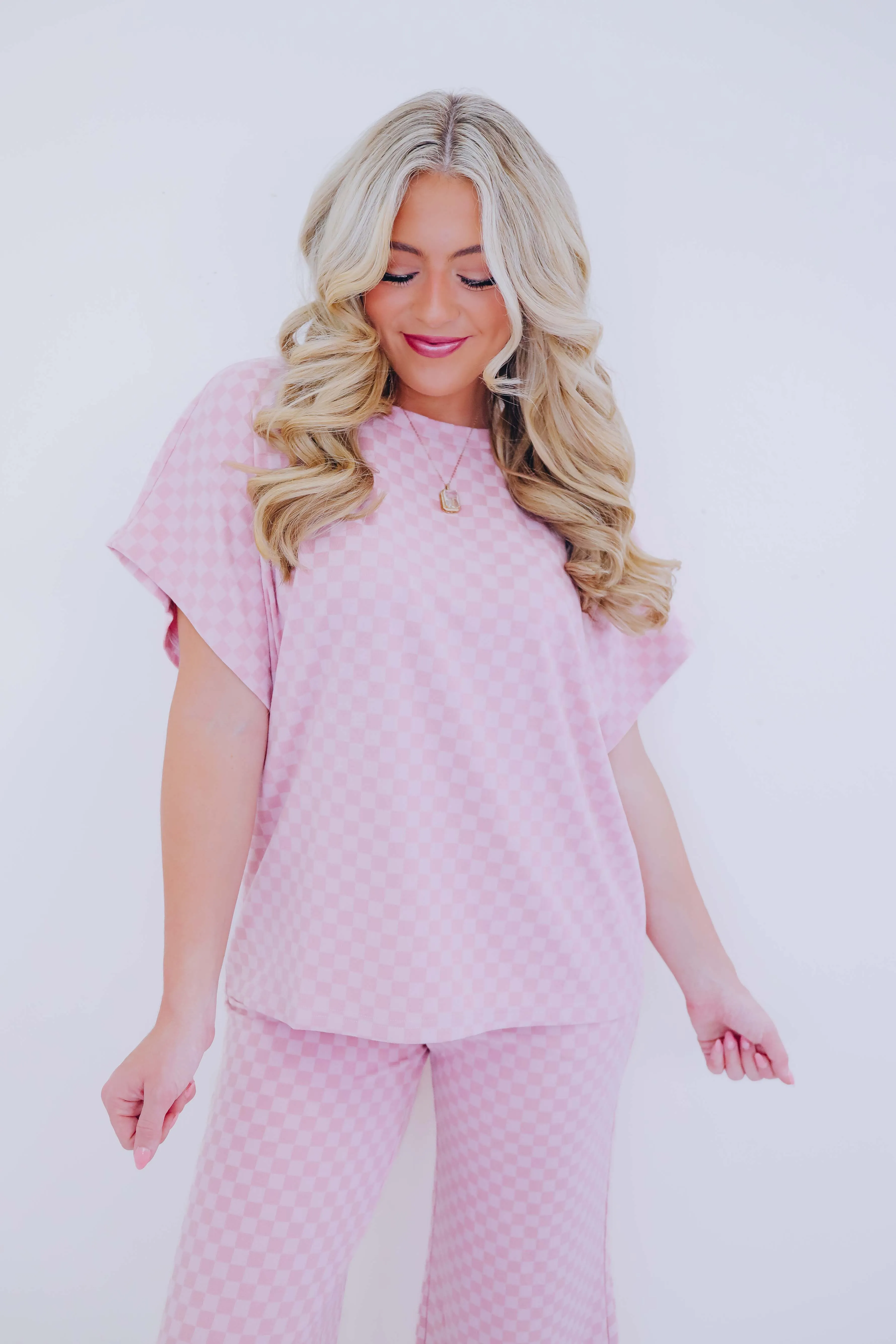 Cuddly Checkered Short Sleeve Top - 5 Colors
