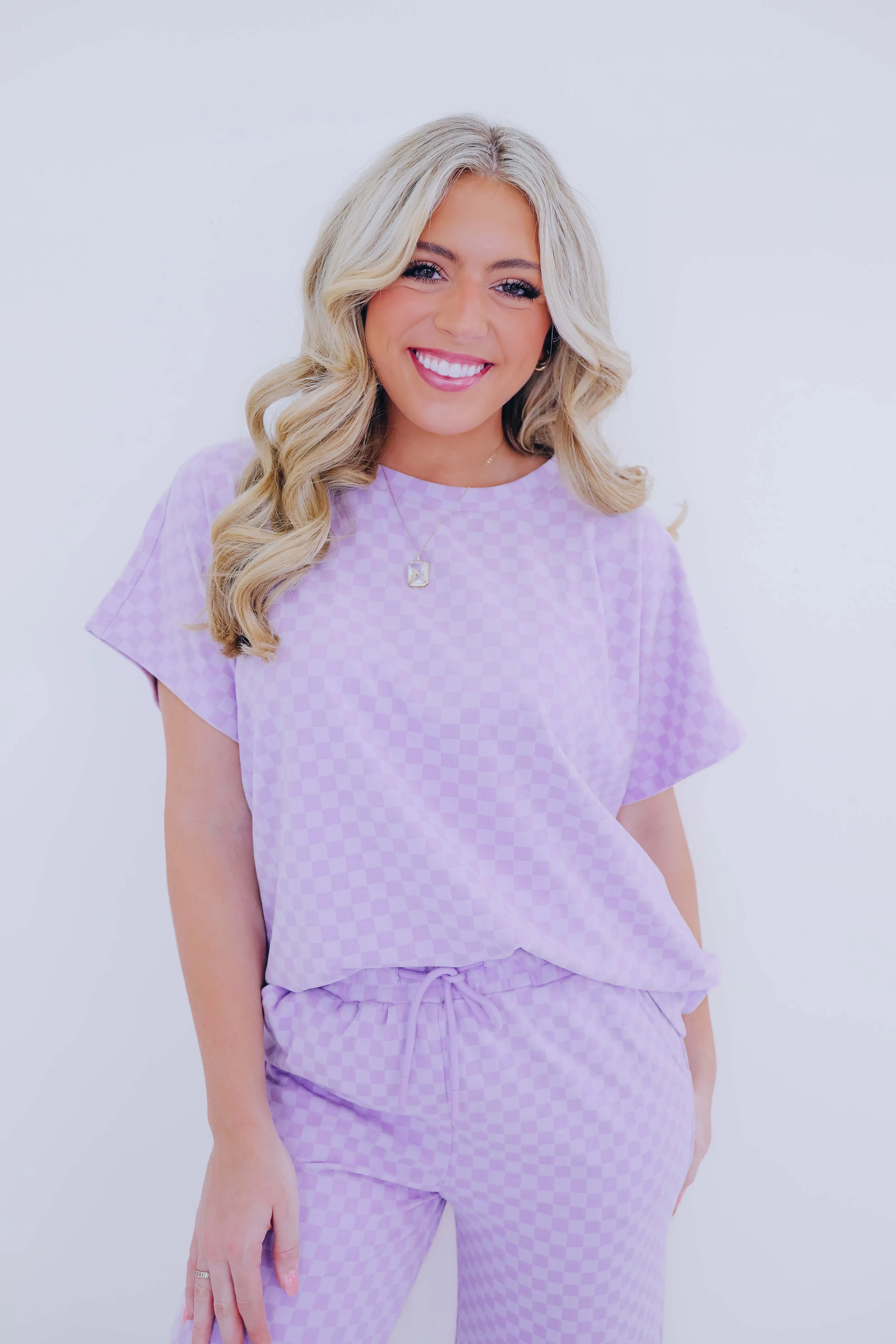 Cuddly Checkered Short Sleeve Top - 5 Colors
